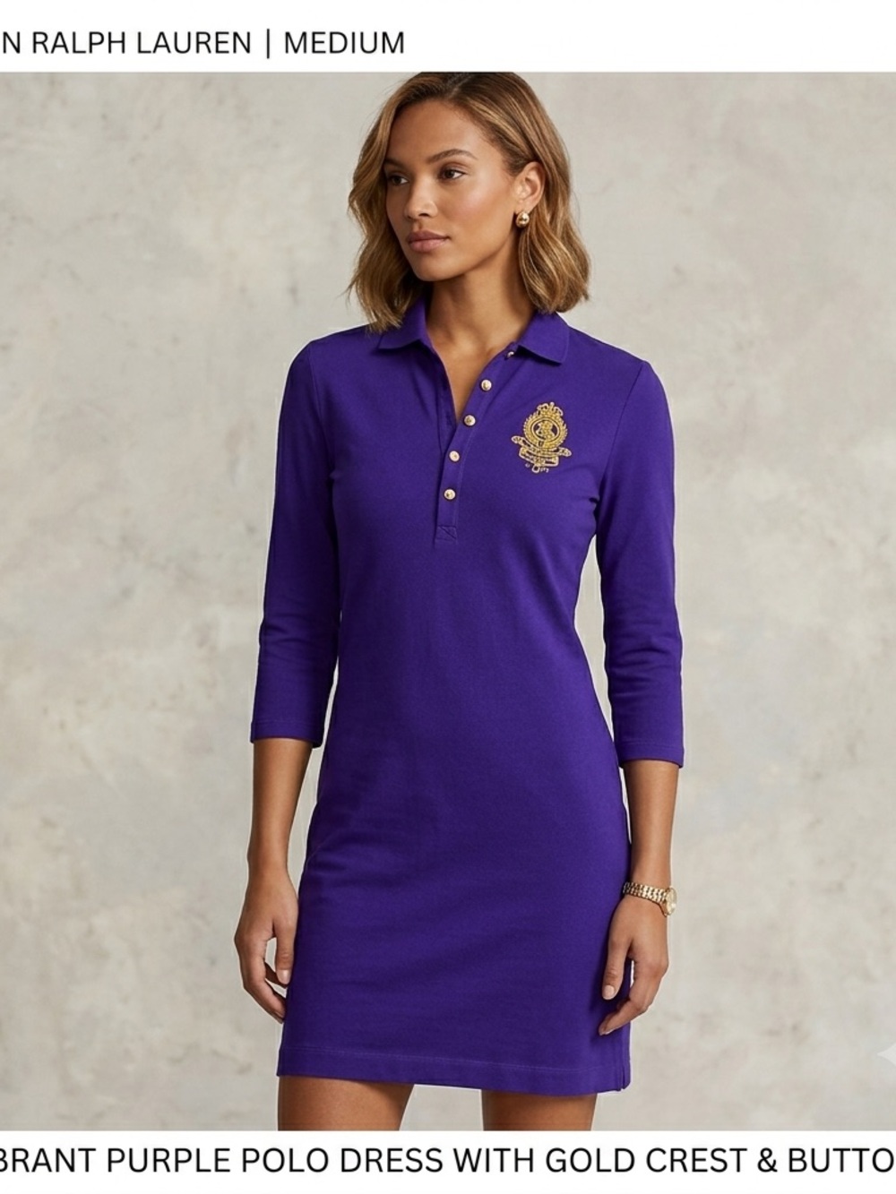 Ralph Lauren Purple Polo Dress with Gold Crest